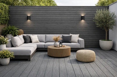 Composite outdoor decking - -,