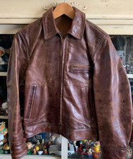 AERO LEATHER Brown Horsehide Single Riders Jacket Size S TALON Zipper w/o lining