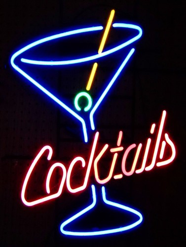 Cocktails neon print - cocktails, retro