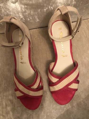 Cerise beige wedge sandals - &,