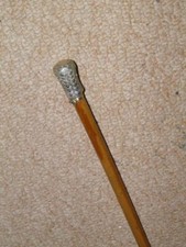 Antique Semi-Flexible Swagger Stick With Plaited Silver Wire Top