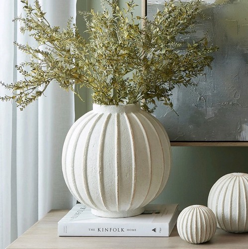 Rustic ceramic globe vase aged - ceramic,