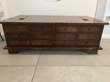 Laura Ashley Garrat 12 Drawer Coffee Table Storage Ottoman in Dark Chestnut