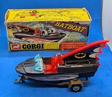 Vintage Boxed Corgi Batman Batboat and Trailer 107 - Tin Fin 1967