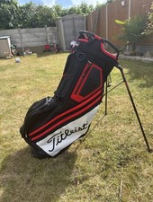 Titleist Golf Hybrid 14 Stand Bag. Black, Red, White. 14-Way divider. Rain cover