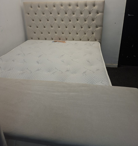 Beige velvet ottoman bed with - beige,