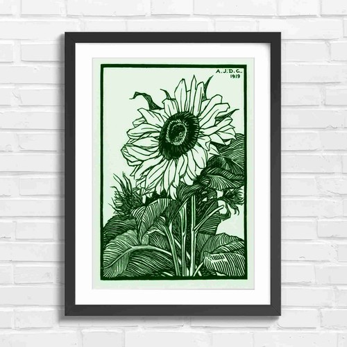 Vintage sunflower line art - vintage,