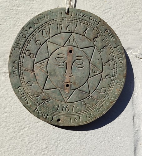 Antique round brass sun dial - brass,