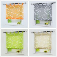Roman Curtains Blind Shade Window Net Curtain Solid Sheer Liftable Tab Top Voile