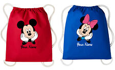 Personalised Mickey Minnie Drawstring Bag, Custom Back to School Rucksack Bag