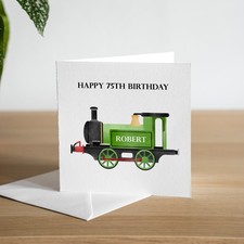 Personalised Train 75th Birthday Card For Him Dad Husband Grandad ANY NAME/AGE