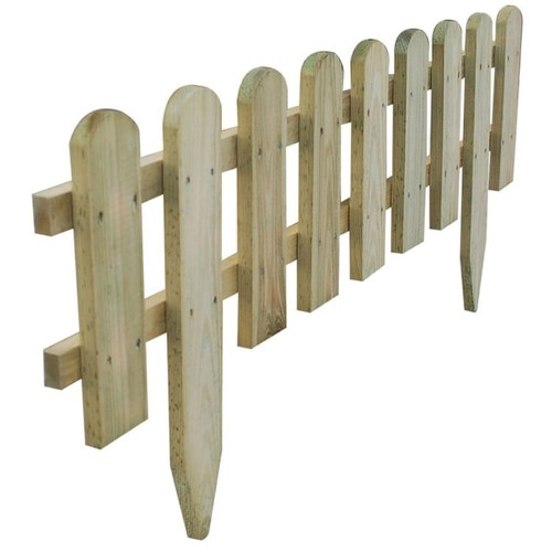 Natural wooden picket fence - natural,
