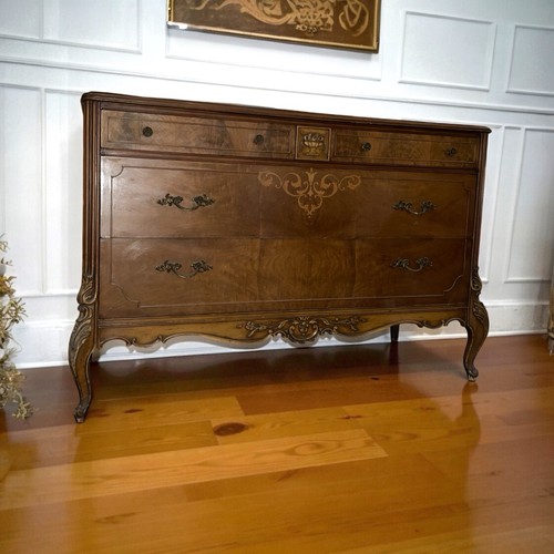 Wide large burl walnut chest