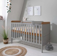 Tutti Bambini Rio cot bed dove grey & oak with cot top changer and mattress