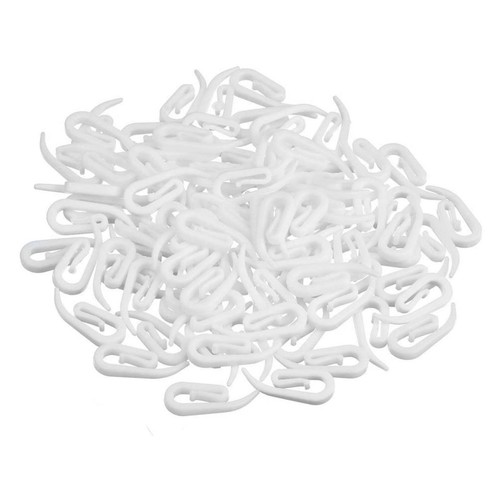 White plastic curtain hooks - white,