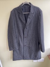 Moss Charcoal Grey Wool Blend Longline Over Coat Jacket Size Large Trench