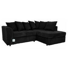 DYLAN SCATTER BACK BLACK JUMBO CORD SOFA LEFT HAND/RIGHT HAND CORNER & FOOTSTOOL