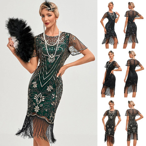 1920 sequins fringed - 1920's, evening