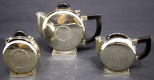 Art Deco Christofle Style French Silver Plated 3 Piece Tea Set