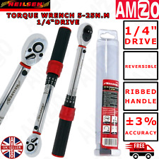 Neilsen Torque Wrench 5 - 25Nm 1/4" Square Drive Reversible Ratchet Spanner Tool