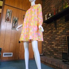 Vtg 60s Mod Laugh In Trapeze Babydoll Tent Mini Cocktail Party Go Go Dress XS/S