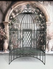 Vintage Green  Arbour Garden Bench Metal Outdoor Arch Scroll Seat Furniture