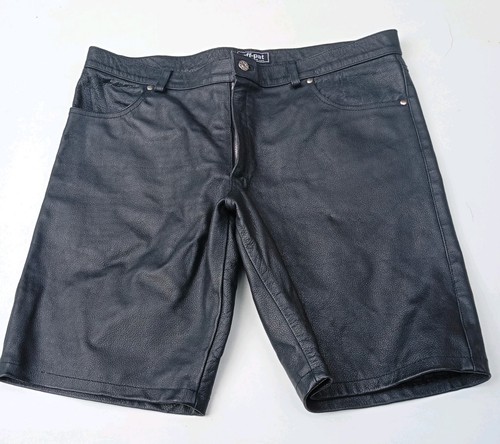Black leather shorts mens - black,