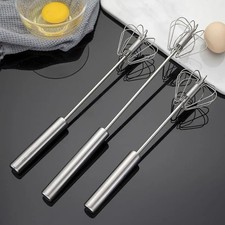 Stainless Steel Rotary Whisk Manual Mixer – Semi-Automatic Egg Cream Batte