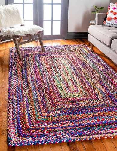 Rug cotton braided rectangle - cotton,