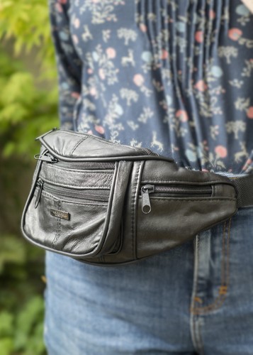 Men leather zipped bumbag - men's,