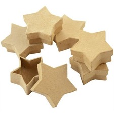 10 x 8CM STAR SHAPE PAPER MACHE CARDBOARD GIFT BOXES & LIDS DECORATION DECOUPAGE