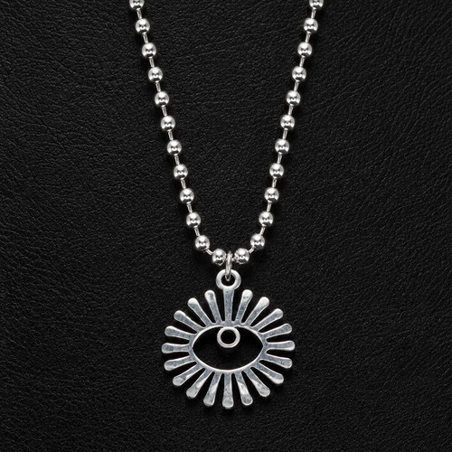 Beaded silver chain - silver, necklace