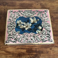 Vintage Tin Edward Sharp & Sons Rectangular Pink Floral Hinged Lid Empty Sweet