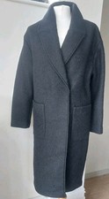 New Mint Velvet Boucle Mid Length Coat Black Size Small Wool Mix 