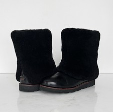 UGG MAYLIN BLACK LEATHER SHEEPSKIN WOMEN BOOTS SIZE 10 RARE 🔥