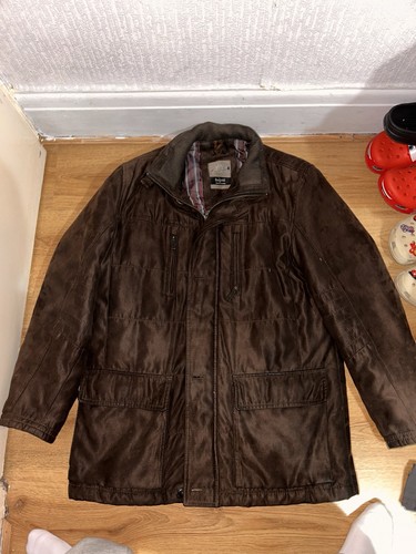 Bugatti brown quilted overcoat - brown,