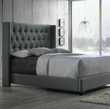 Winged Bed Frame Upholstered