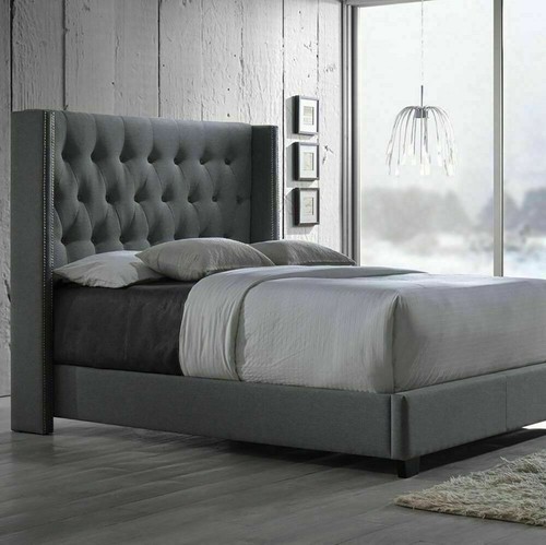 Winged bed frame upholstered - winged,