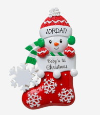 Snow Baby Stocking Personalised Christmas Tree Decoration Xmas Hanging Ornament