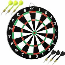 Dart Board 17" Target Game 2-in-1 with 6 Metal Darts Set for Kids Adults Game