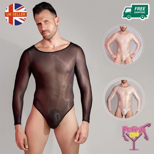Sheer men nylon leotard - men,