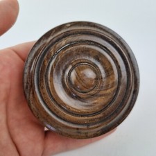 Antique 19th Century Circular Lignum Vitae? Turned Treen Snuff Box 7.9cm