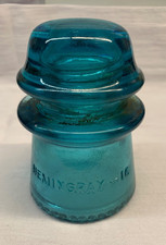 Vintage Hemingway 16 Aqua Blue Glass Insulator Knobbed Base Made In USA