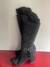 White Mountain Women's Black Suedette Short Zip Thigh High Boot.UK(5)EU(38)-A162