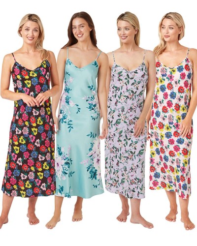 Ladies satin long chemise - ladies,