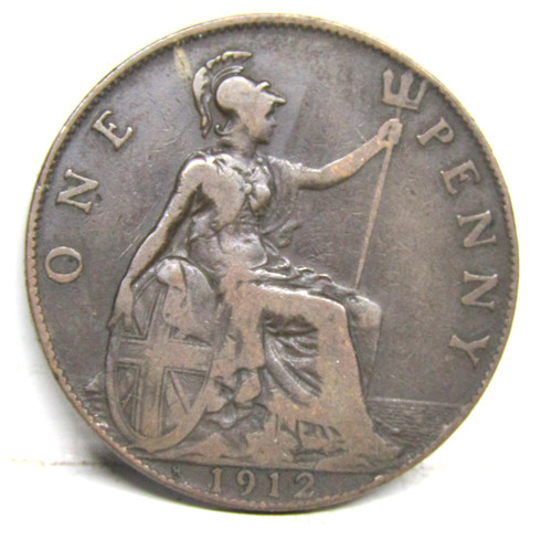 1912h one penny coin - 1912h, george