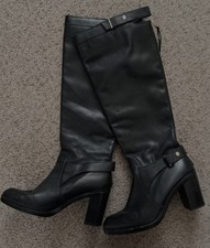 Vintage TOPSHOP leather heeled knee high boots size9/42