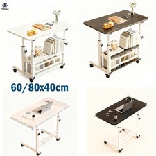 Mobile Computer Desk Laptop Table Height Adjustable Small Workstation with Wheel