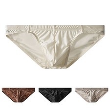 Men Low Waist Breathable Underpants Ice Silk Smooth Mini Brief Classic Design