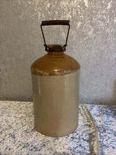 VINTAGE STONEWARE FLAGON WITH WIRE HANDLE - PLEASE SEE DESCRIPTION